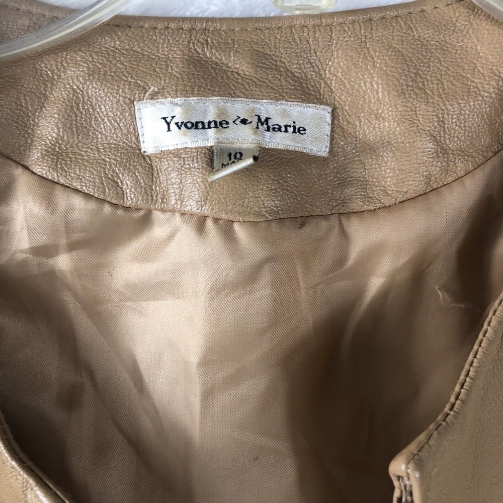 Yvonne Marie Lamb Leather Jacket Beigh Womens Size 10 - Picture 2 of 7